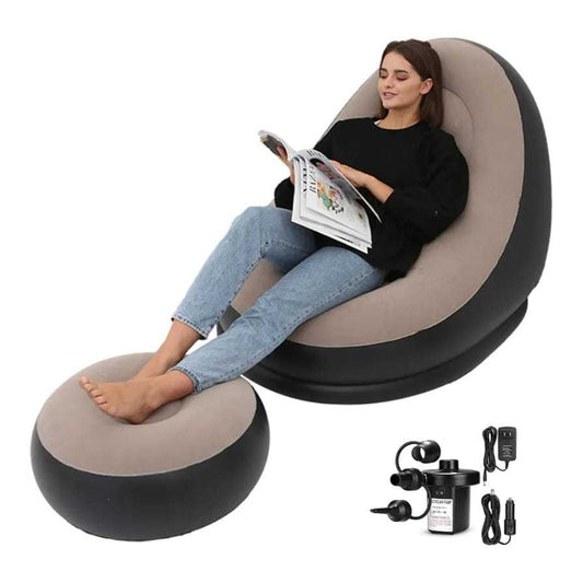 COMBO Sillon Puff Inflable Reclinable X 2 Piezas + Compresor Eléctrico para Inflar